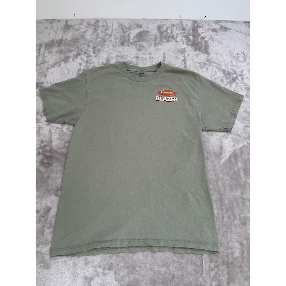 GM Official Chevrolet Blazer‎ 1972 Graphic T Shirt Mens M/M Olive Green EUC
